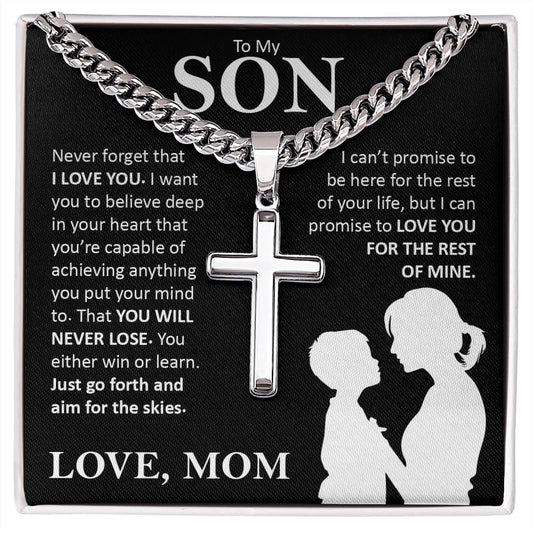 To My Son, Cuban Chain with Cross Necklace