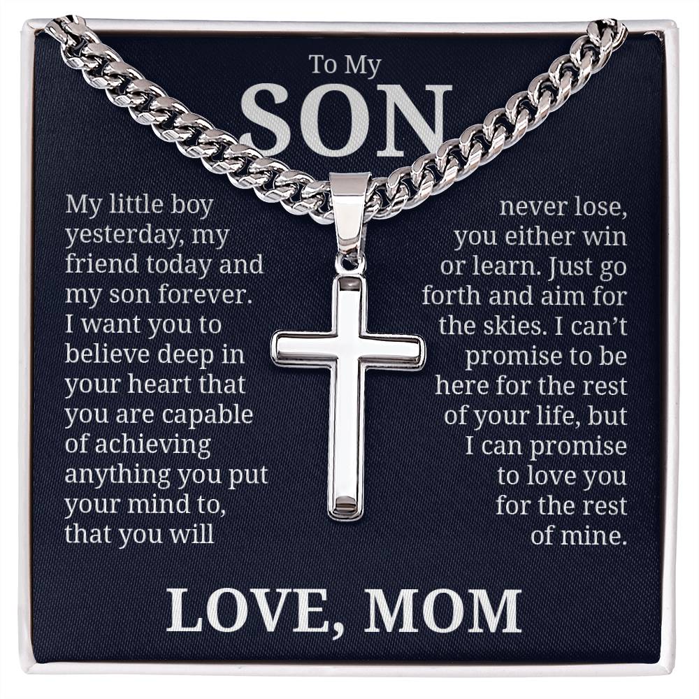 To My Son, Cuban Chain with Cross Necklace