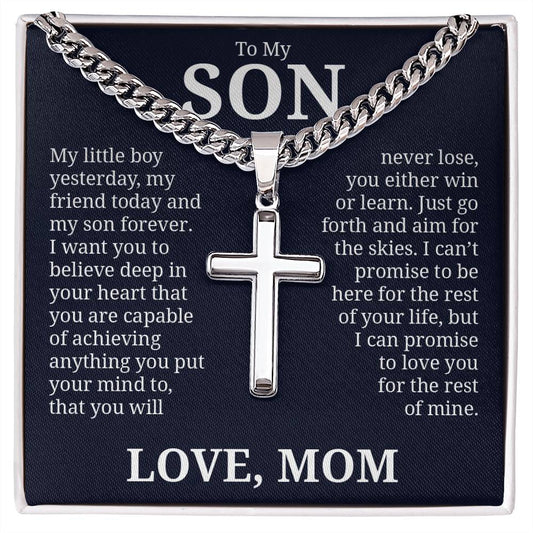 To My Son, Cuban Chain with Cross Necklace