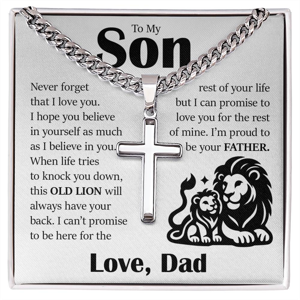 To My Son, Cuban Chain with Cross Necklace