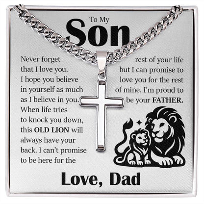 To My Son, Cuban Chain with Cross Necklace