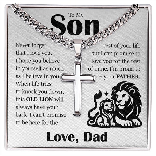 To My Son, Cuban Chain with Cross Necklace