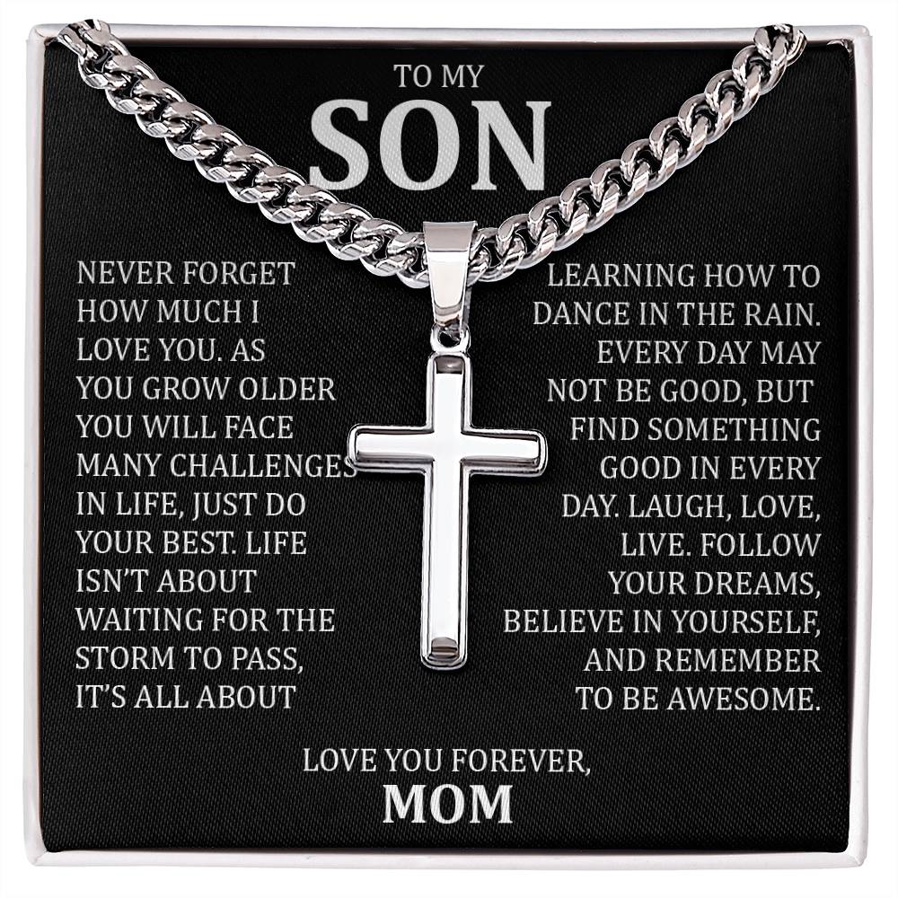 To My Son, Cuban Chain with Cross Necklace