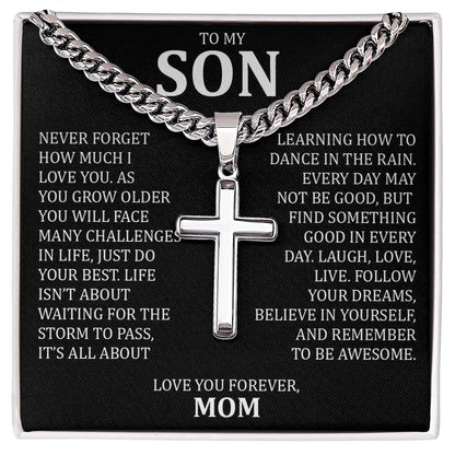 To My Son, Cuban Chain with Cross Necklace