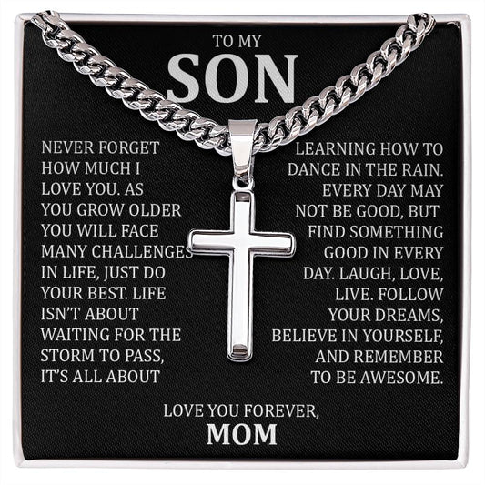 To My Son, Cuban Chain with Cross Necklace