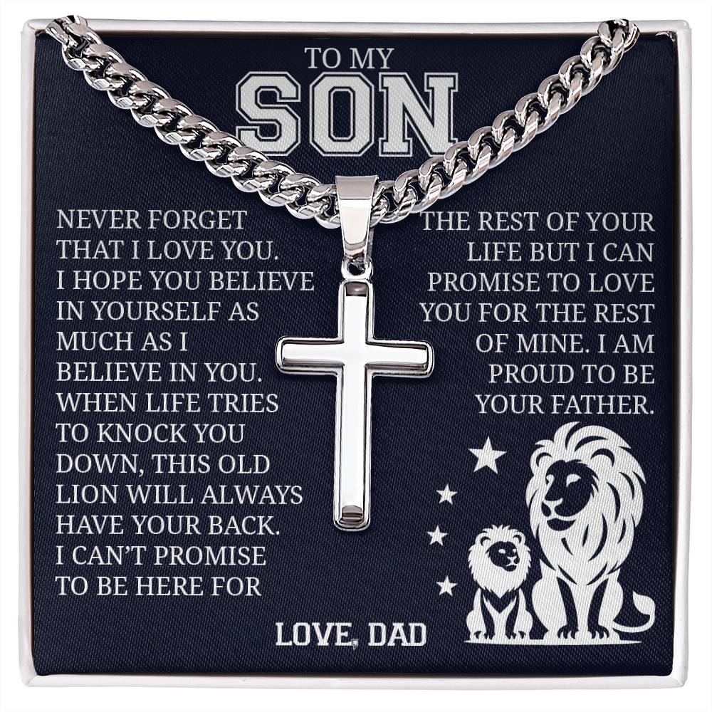 To My Son, Cuban Chain with Cross Necklace