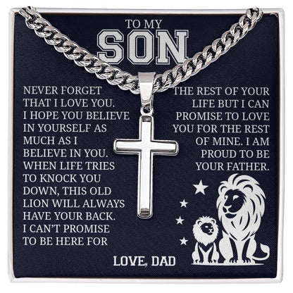 To My Son, Cuban Chain with Cross Necklace