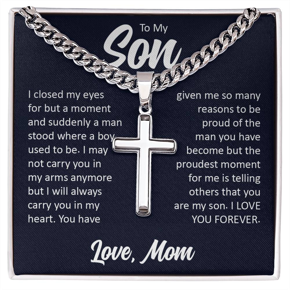 To My Son, Cuban Chain with Cross Necklace