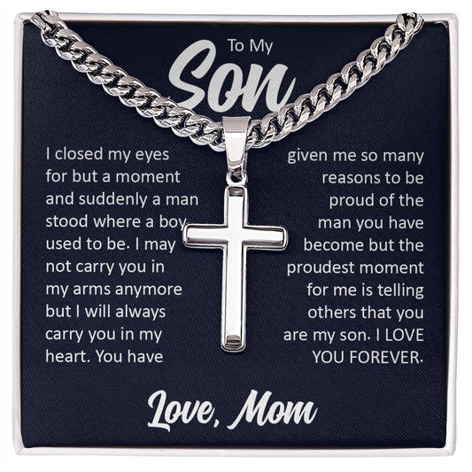 To My Son, Cuban Chain with Cross Necklace