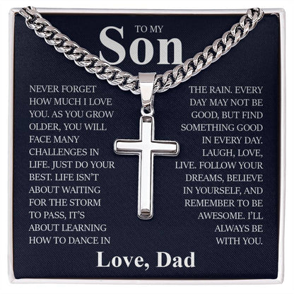 To My Son, Cuban Chain with Cross Necklace