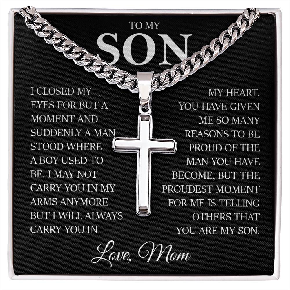 To My Son, Cuban Chain with Cross Necklace