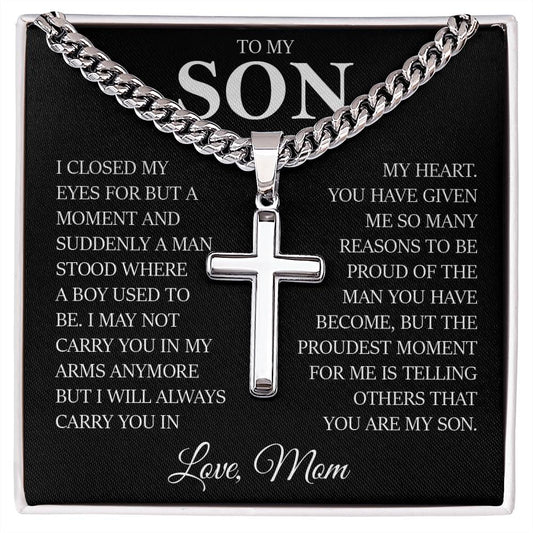 To My Son, Cuban Chain with Cross Necklace