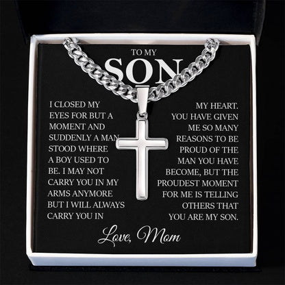 To My Son, Cuban Chain with Cross Necklace