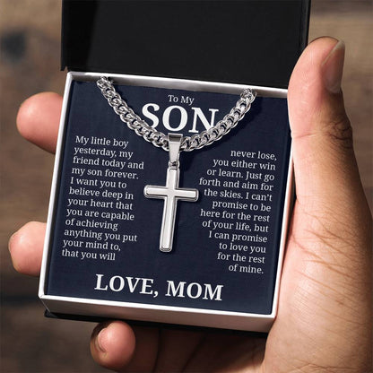 To My Son, Cuban Chain with Cross Necklace
