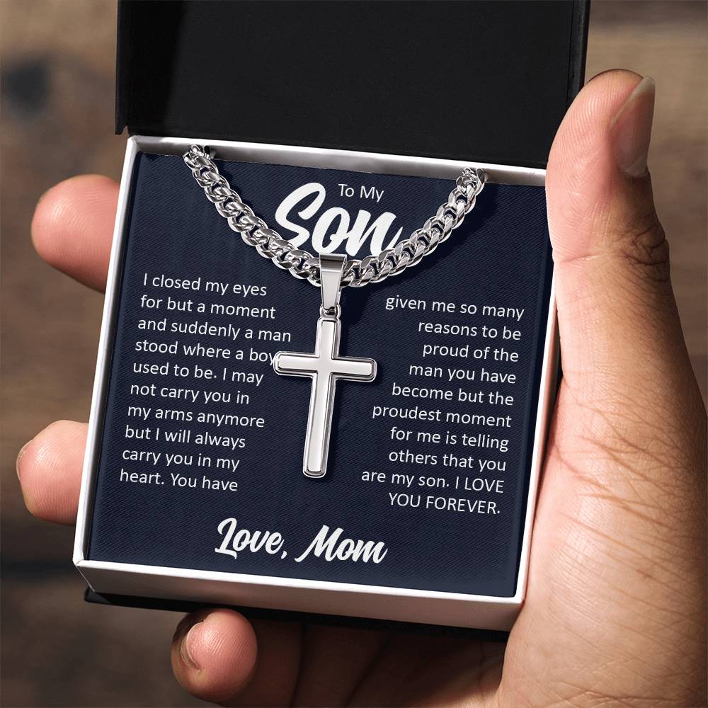 To My Son, Cuban Chain with Cross Necklace