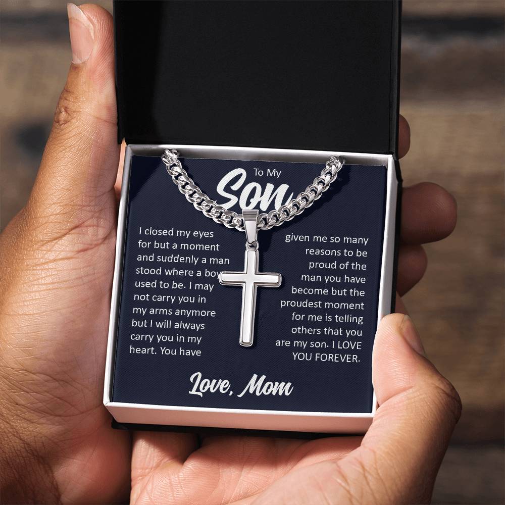 To My Son, Cuban Chain with Cross Necklace