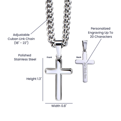 To My Dear Son "Happy Father's Day" Cuban Chain Cross Necklace