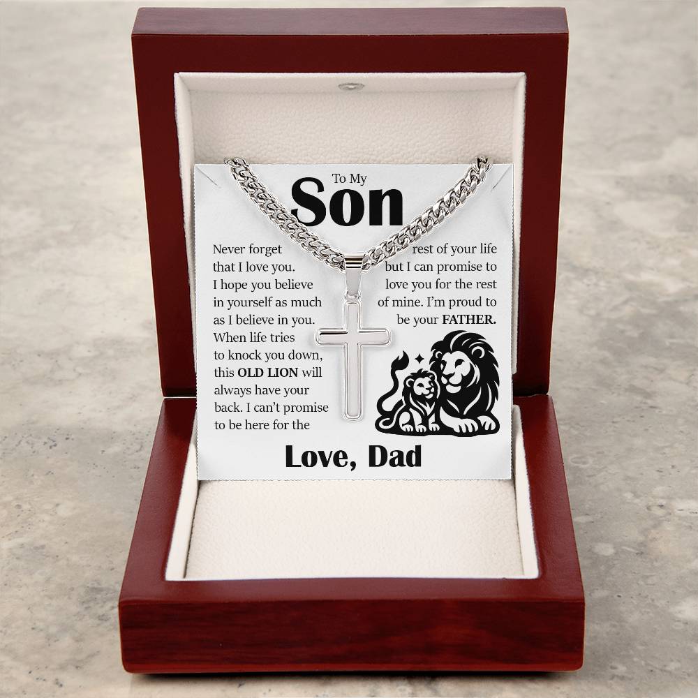 To My Son, Cuban Chain with Cross Necklace