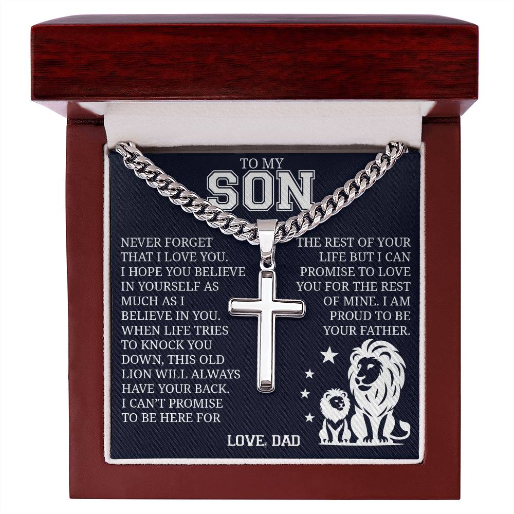 To My Son, Cuban Chain with Cross Necklace