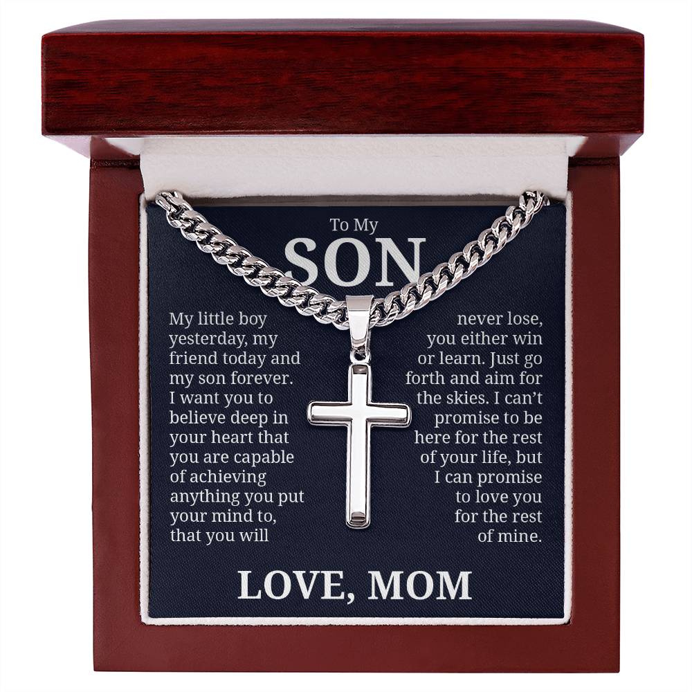 To My Son, Cuban Chain with Cross Necklace