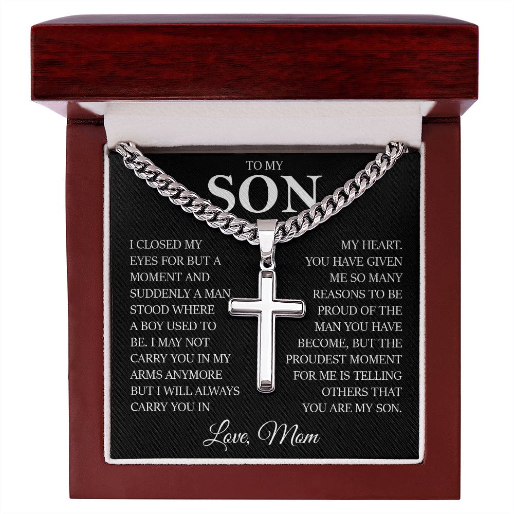 To My Son, Cuban Chain with Cross Necklace