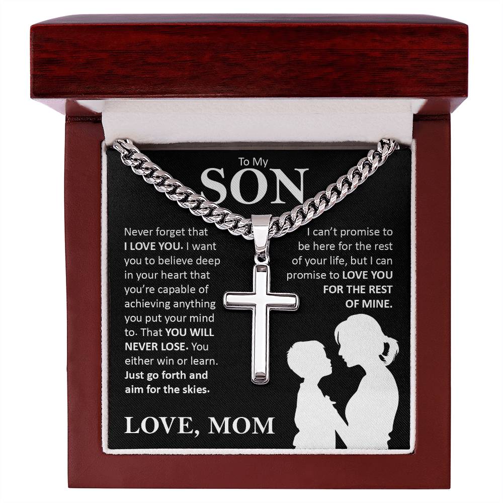 To My Son, Cuban Chain with Cross Necklace