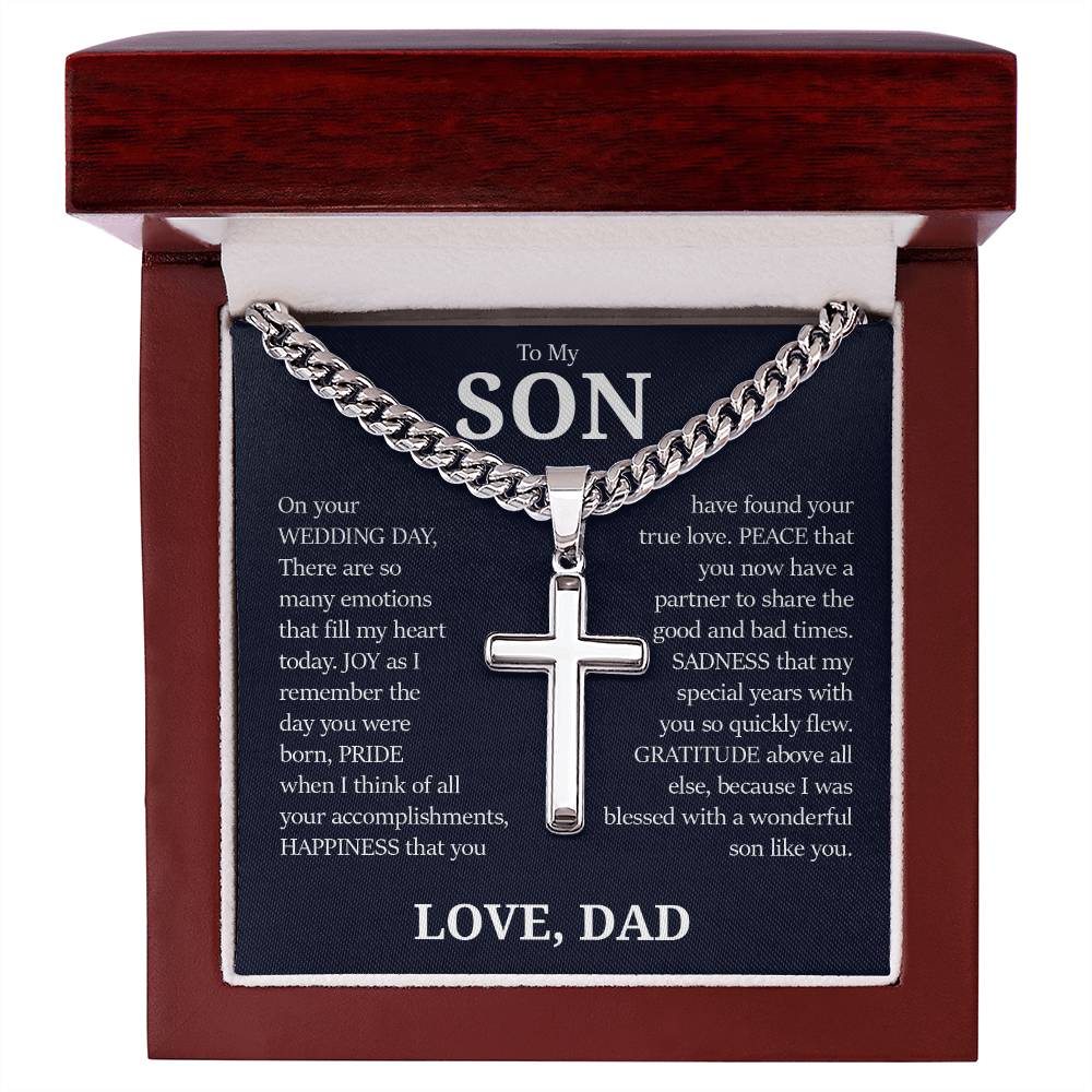 To My Son, Cuban Chain with Cross Necklace
