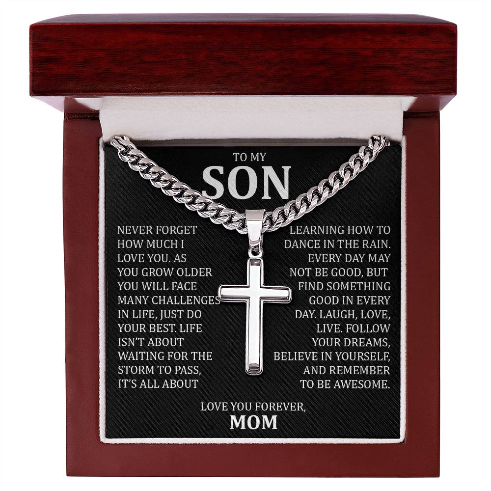 To My Son, Cuban Chain with Cross Necklace