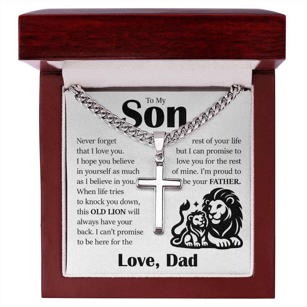 To My Son, Cuban Chain with Cross Necklace