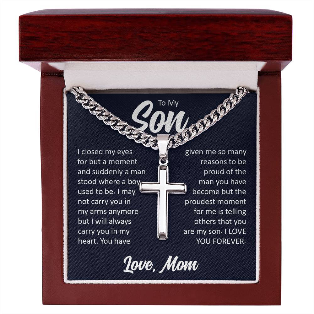 To My Son, Cuban Chain with Cross Necklace