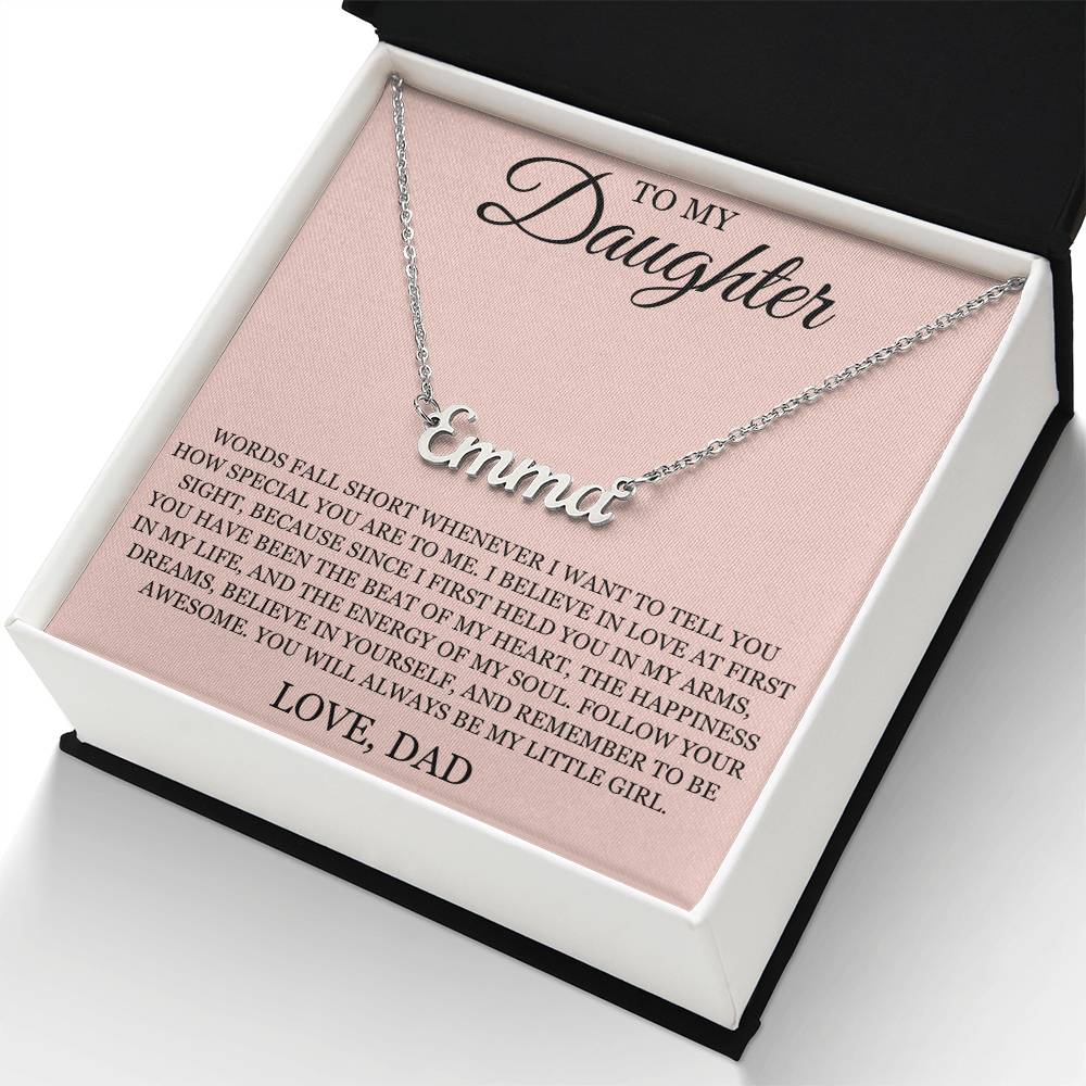 Custom Name Necklace – To My Daughter "Follow Your Dreams"