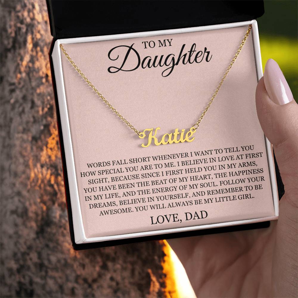Custom Name Necklace – To My Daughter "Follow Your Dreams"