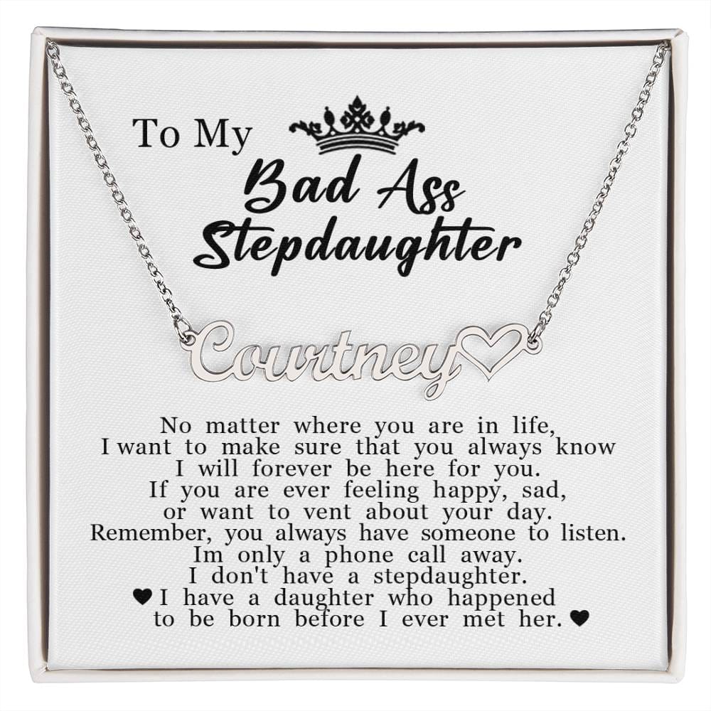 To My Stepdaughter, Customized Name Plate Necklace with Heart