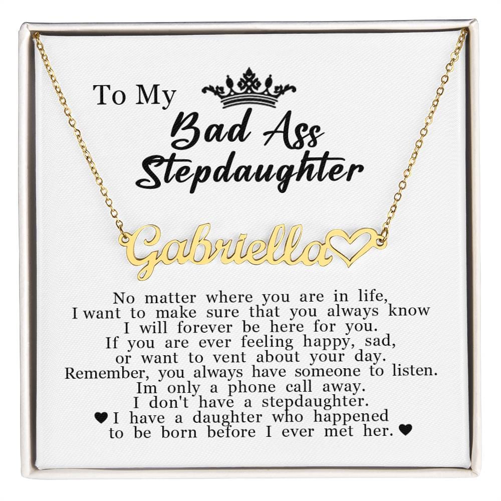 To My Stepdaughter, Customized Name Plate Necklace with Heart