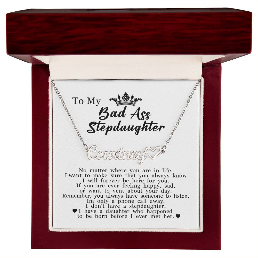 To My Stepdaughter, Customized Name Plate Necklace with Heart