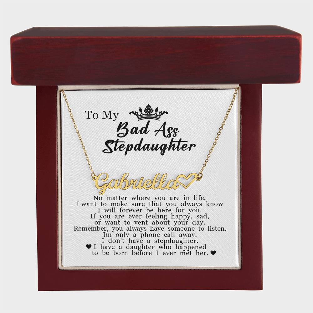 To My Stepdaughter, Customized Name Plate Necklace with Heart