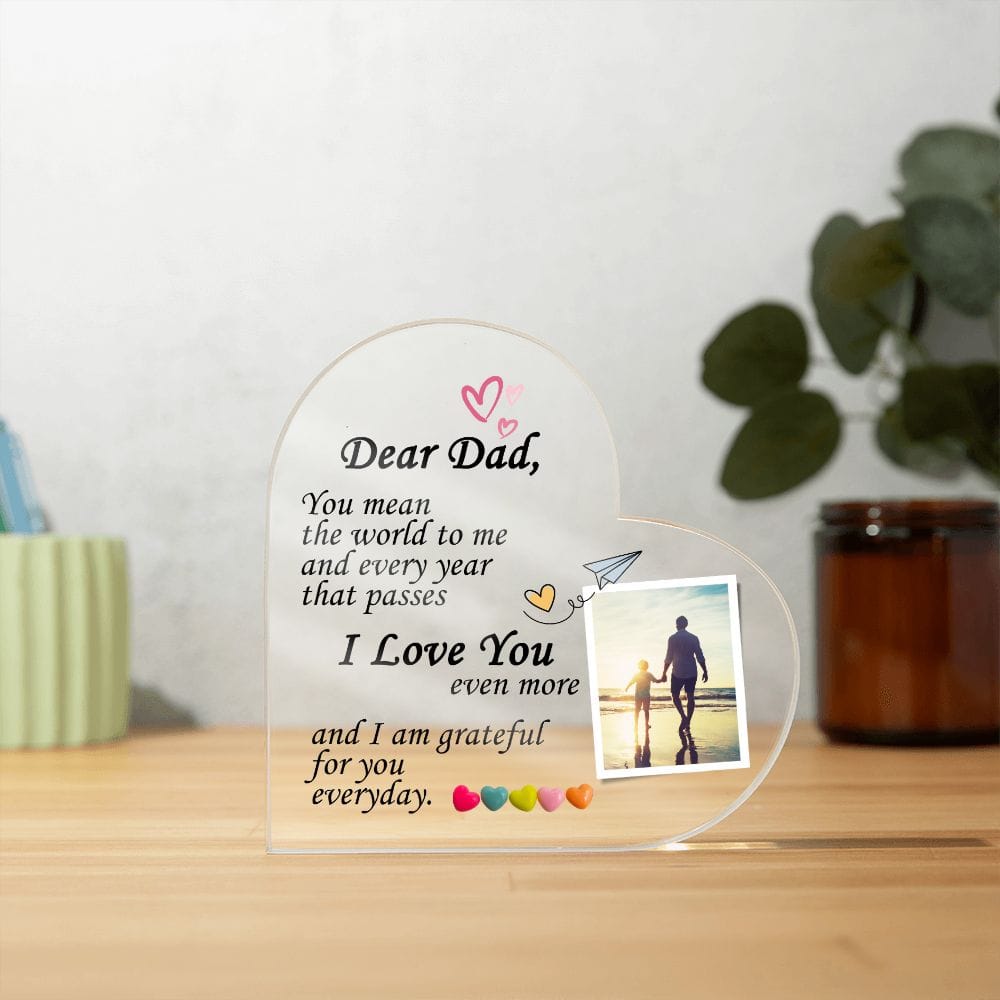 Personalized Dad Gift, Acrylic Heart Plaque