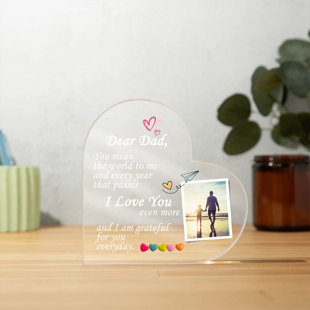 Personalized Dad Gift, Acrylic Heart Plaque