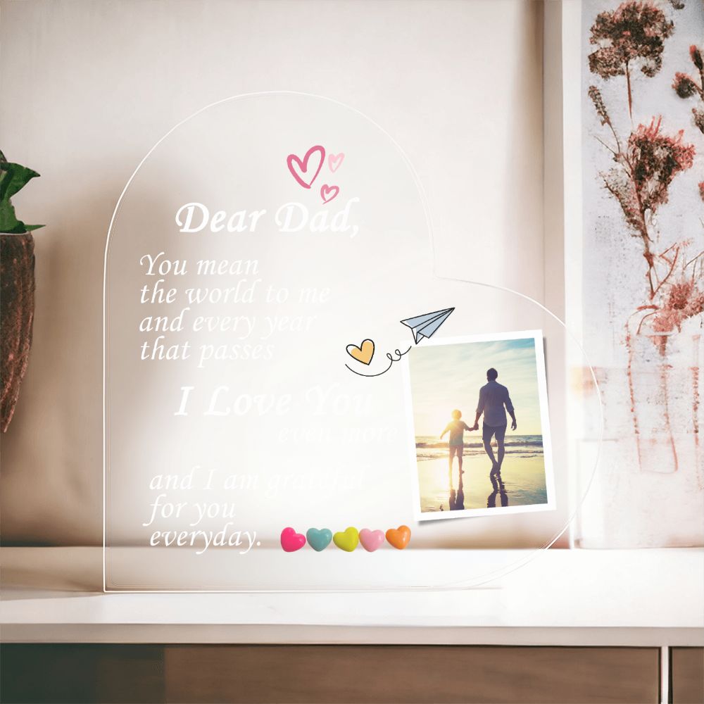Personalized Dad Gift, Acrylic Heart Plaque