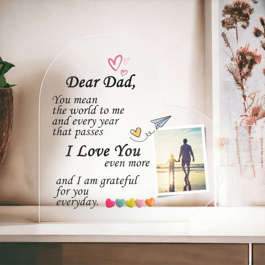 Personalized Dad Gift, Acrylic Heart Plaque