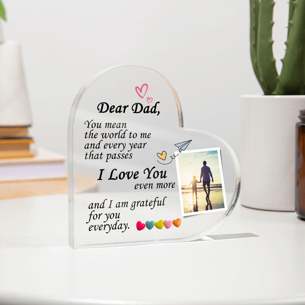 Personalized Dad Gift, Acrylic Heart Plaque