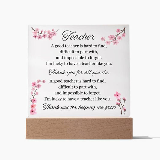 Teacher Appreciation Gift, Acrylic Square Plaque