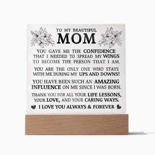 To My Beautiful Mom, Acrylic Plaque