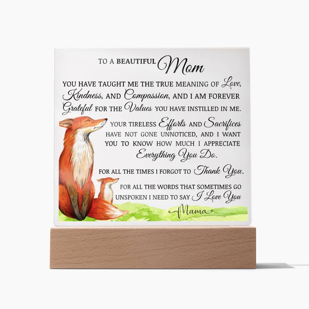 To My Beautiful Mom "I Love You" Acrylic Plaque