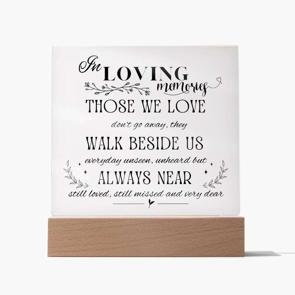 In Loving Memories, Acrylic Square Plaque, Condolences Gift, Grief Keepsake Sympathy Gift, Unique Gift Idea for Men or Women