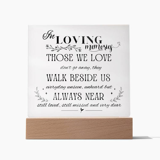 In Loving Memories, Acrylic Square Plaque, Condolences Gift, Grief Keepsake Sympathy Gift, Unique Gift Idea for Men or Women