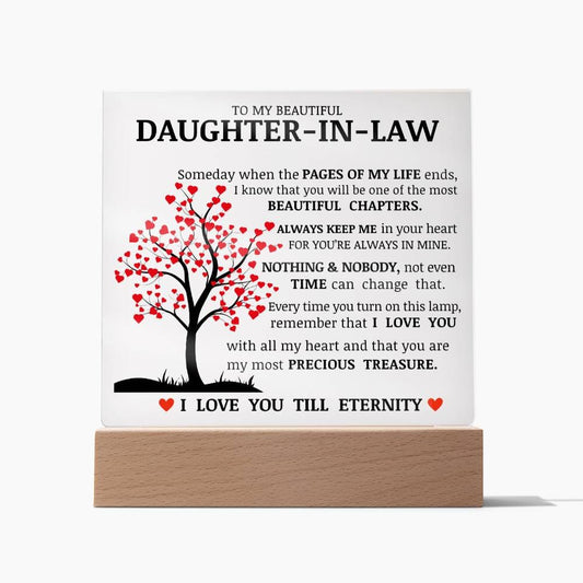 To My Beautiful Daughter In Law, You Are My Most Precious Treasure, Acrylic Plaque