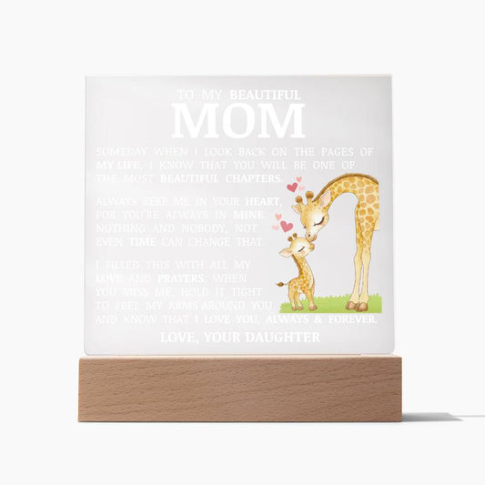 To My Beautiful Mom, Acrylic Plaque