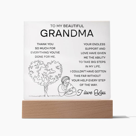 To My Beautiful Grandma Acrylic Square Plaque