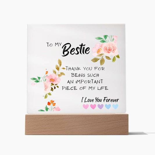 Bestie Gift, Thank You Best Friend Present, Acrylic Square Plaque, Unique Idea for Best Friend, Birthday Christmas Gift